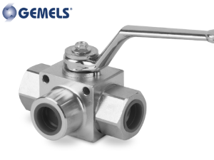 Zawór kulowy odcinający 3-drogowy GE3T 1/2” BSP DN13 typ "T" 500Bar GEAGGT33011A000