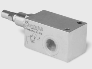 Zawór przeciążeniowy VRM G1/2” 80-300 bar 65 l./min. kapturek z wyjściem pod manometr M3/8" stal NVR2G030001