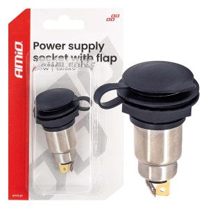 Dodatkowe gniazdo zasilania z klapką skręcane 250W 12V 24V AMIO-04462