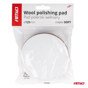 Pad polerski wełniany futro polerskie soft miękki na rzep 125 mm AMiO-03704