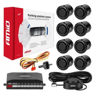 Zestaw czujników parkowania cofania Buzzer 8 sensorów czarne "GOLD" 18 mm AMIO-01604