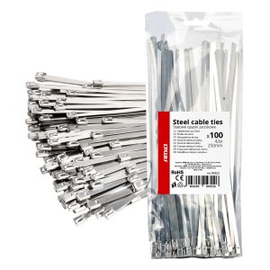 Opaski zaciskowe metalowe ze stali nierdzewnej 4.6x250mm 100 szt. AMIO-04322