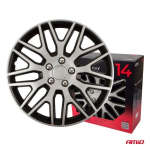 Kołpaki samochodowe 4szt. komplet Dakar czarno srebrne 14" cali COLOR BOX