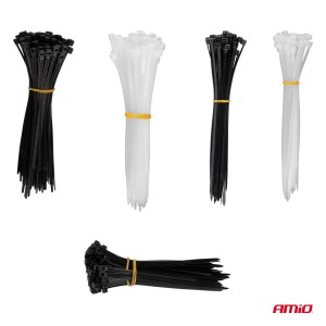 Opaski zaciskowe plastikowe wielokolorowe zestaw 500 szt. AMIO-04317