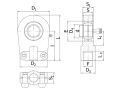 Ucho PR 35U M28x1,5 rysunek techniczny wymiary 35 mm M28x1,5