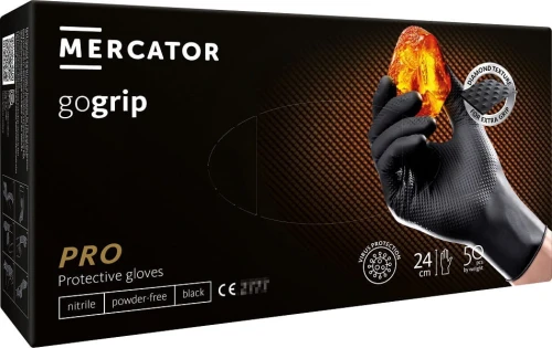 Rękawice nitrylowe czarne Mercator GoGrip Black 50 szt rozmiar M – ABcenter