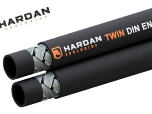 Podwójny wąż hydrauliczny TWIN DN10 1SC HARDAN EXCLUSIVE 230 bar do wózków widłowych – dwa przewody połączone