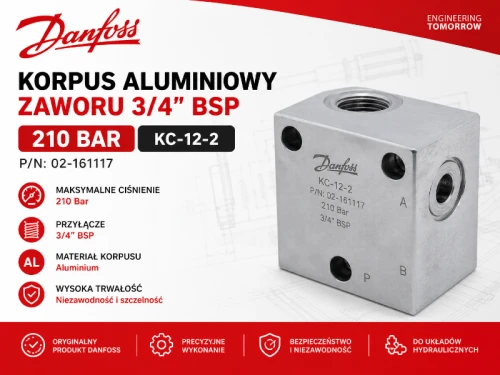 korpus aluminiowy zaworu 3/4 BSP Danfoss KC-12-2 210 bar blok hydrauliczny ABcenter