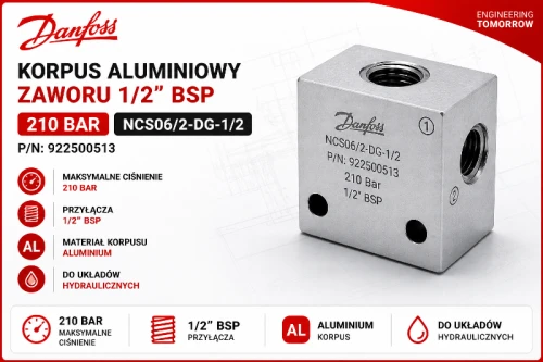 korpus zaworu 1/2 BSP Danfoss NCS06/2-DG-1/2 210 bar blok hydrauliczny ABcenter