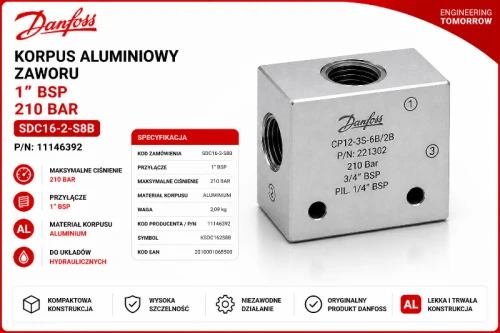 korpus zaworu 1 cal BSP Danfoss SDC16-2-S8B 210 bar blok hydrauliczny ABcenter