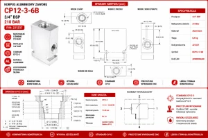 Korpus aluminiowy zaworu 3/4" BSP 210Bar CP12-3-6B P/N: 221237
