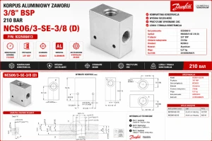 Korpus aluminiowy zaworu 3/8" BSP 210Bar NCS06/3-SE-3/8 (D) P/N: 922500813