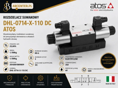 Rozdzielacz suwakowy NG6 DHL-0714-X-110 DC Atos.