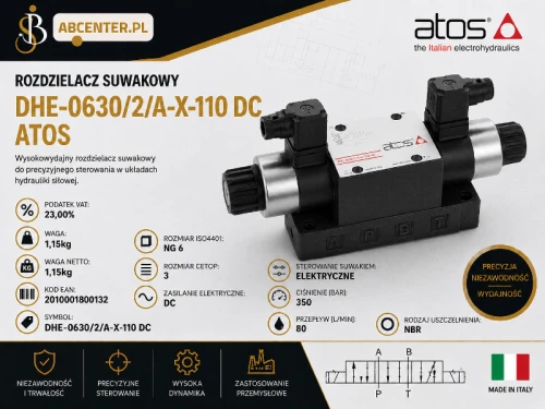 Rozdzielacz suwakowy NG6 DHE-0630-2-A-X-110 DC Atos.