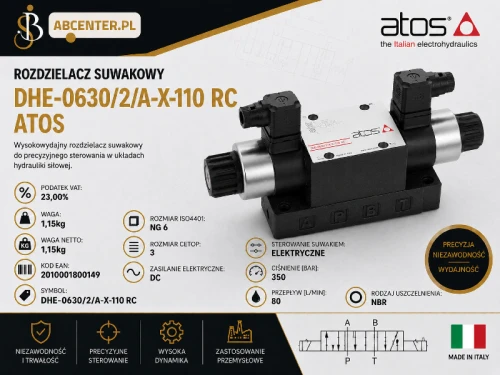 Rozdzielacz suwakowy NG6 DHE-0630-2-A-X-110 RC Atos.