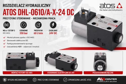 Rozdzielacz hydrauliczny Atos DHL-0610/A-X-24 DC NG6 CETOP 3 24V DC 350 bar 60 l/min ABcenter