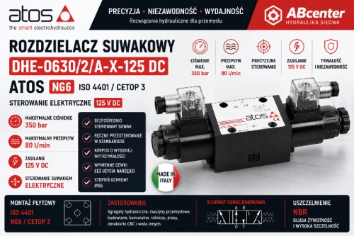 Rozdzielacz suwakowy Atos DHE-0630/2/A-X-125 DC NG6