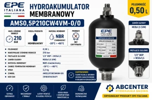 Hydroakumulator membranowy 0,5 l 210 bar AMS0,5P210CW4VM-0/0 EPE Italiana