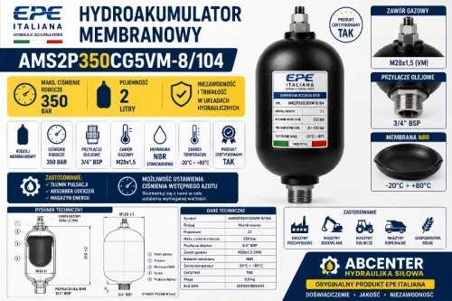 Hydroakumulator membranowy EPE AMS2P350CG5VM-8/104