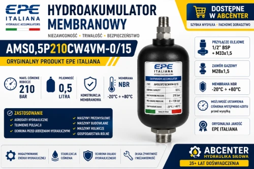 Hydroakumulator membranowy EPE AMS0,5P210CW4VM-0/15