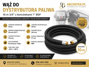 Wąż do dystrybutora paliwa 10 m 3/4" z końcówkami 1" BSP – do pistoletów PIUSI