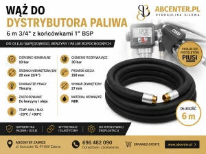 Wąż do dystrybutora paliwa 6 m 3/4" z końcówkami 1" BSP do pistoletów PIUSI