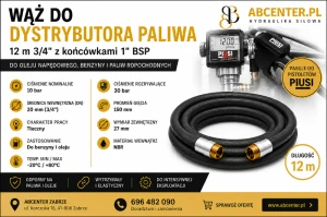 Wąż do dystrybutora paliwa 12 m 3/4" 1" BSP do PIUSI | ABcenter 