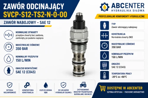 Hydrauliczny zawór nabojowy SVCP S12 350 bar