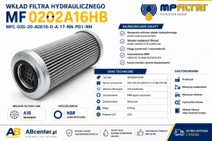 Wkład filtra hydraulicznego MF0202A16HB A16 NBR MP Filtri