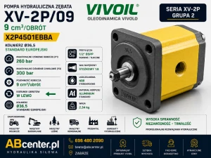 Pompa hydrauliczna zębata XV-2P/09 9 cm³/obr. Ø36,5 X2P4501EBBA Vivoil