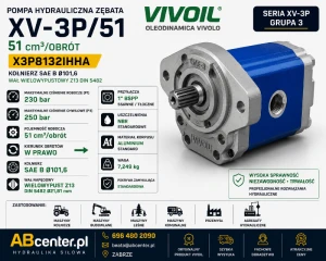Pompa hydrauliczna zębata XV-3P/51 51 cm³/obr. SAE B X3P8132IHHA Vivoil