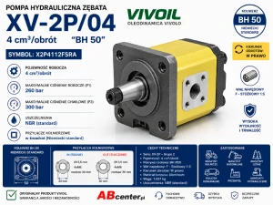 Pompa hydrauliczna zębata XV-2P/04 4 cm³/obrót BH50 Stożek 1:5 X2P4112FSRA Vivoil
