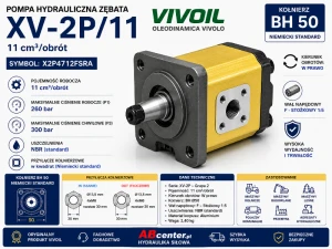 Pompa hydrauliczna zębata XV-2P/11 11 cm³/obrót BH50 Stożek 1:5 X2P4712FSRA Vivoil