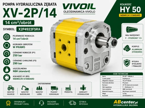 Pompa hydrauliczna zębata VIVOIL XV-2P/14 HY50 14 cm³/obr Prawa X2P4922FSRA