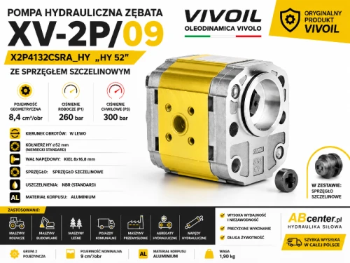 Pompa hydrauliczna VIVOIL XV-2P HY52 X2P4132CSRA sprzęgło szczelinowe