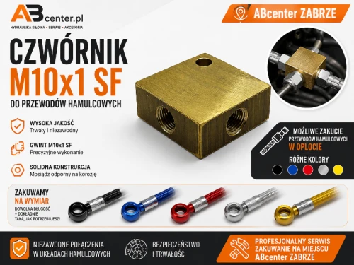Czwórnik M10x1 SF do przewodów hamulcowych mosiężny ABcenter