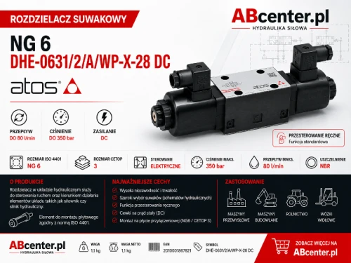 Rozdzielacz suwakowy NG6 DHE-0631/2/A/WP-X-28 DC Atos - ABcenter
