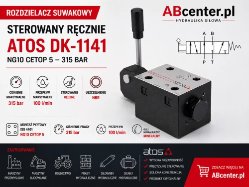 Rozdzielacz suwakowy sterowany ręcznie Atos DK-1141 NG10 CETOP 5 315 bar