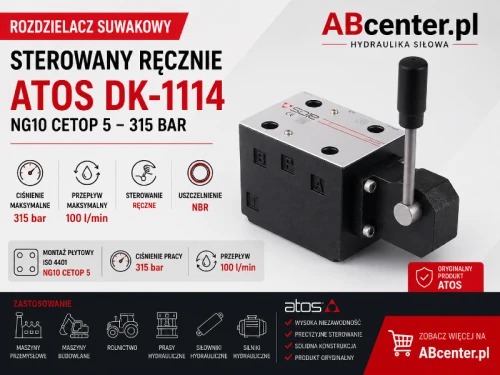 Rozdzielacz suwakowy sterowany ręcznie Atos DK-1114 NG10 CETOP 5 315 bar