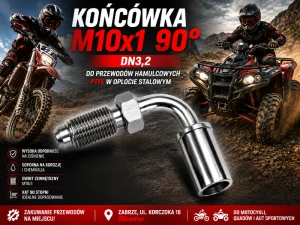 Końcówka do przewodu hamulcowego PTFE w oplocie stalowym M10x1 90° DN 3,2 
