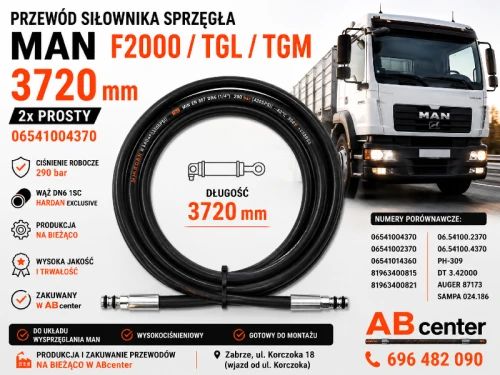 Przewód siłownika sprzęgła MAN F2000 TGL TGM 3720 mm 06541004370