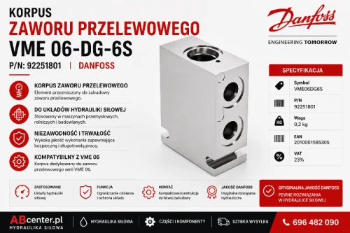 Korpus zaworu przelewowego VME 06-DG-6S P/N 92251801 Danfoss
