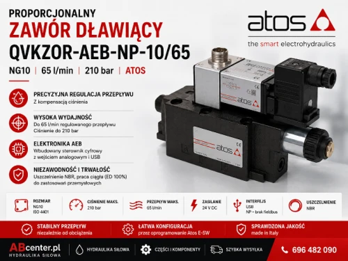 Proporcjonalny zawór dławiący QVKZOR-AEB-NP-10/65 NG10 65 l/min 210 bar Atos