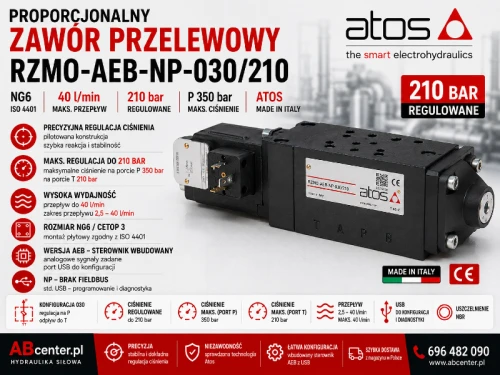 Proporcjonalny zawór przelewowy Atos RZMO-AEB-NP-030/210 NG6 40 l/min 210 bar