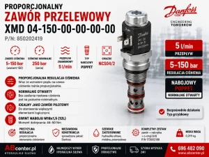 Proporcjonalny zawór przelewowy nabojowy Danfoss XMD 04-150 M18x1,5 5 l/min 150 bar P/N 850202419