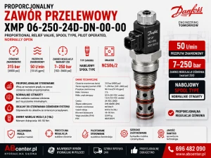 Proporcjonalny zawór przelewowy Danfoss XMP 06-250-24D-DN-00-00 7–250 bar 50 l/min P/N 850135519