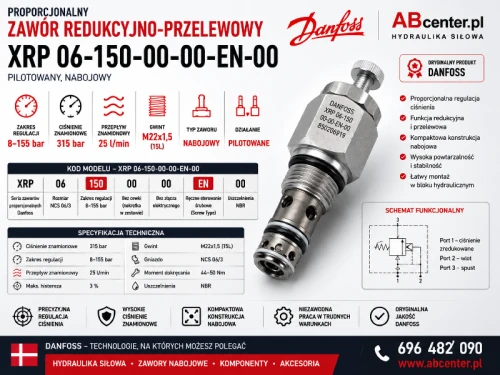 Proporcjonalny zawór redukcyjno-przelewowy Danfoss XRP 06-150-00-00-EN-00 8–155 bar 25 l/min