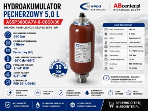 Hydroakumulator pęcherzowy EPE Italiana AS5P360CA7V-8-C0C0/30 5 l 360 bar 1 1/4" BSP NBR