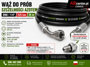 Wąż do prób szczelności azotem DN6 25 m 225 bar 7/16" UNF /JIC SAE 