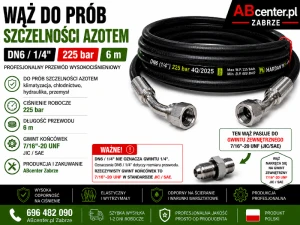 Wąż do prób szczelności azotem DN6 6 m 225 bar 7/16" UNF /JIC SAE  
